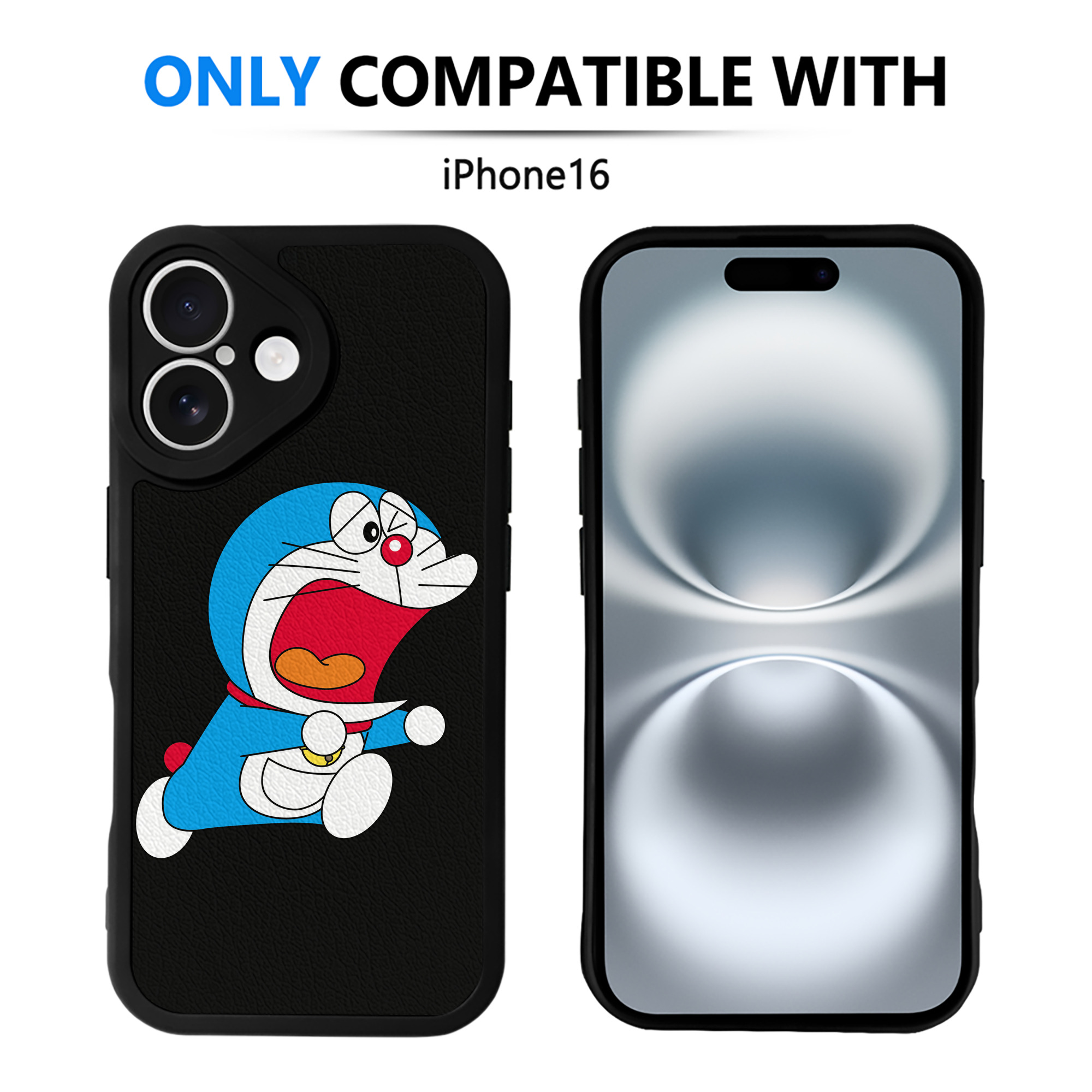 （画像用） ドラえもん Doraemon 【iPhone 16シリーズ対応】シリコンスマホケース（レザー調） 材質：シリコン